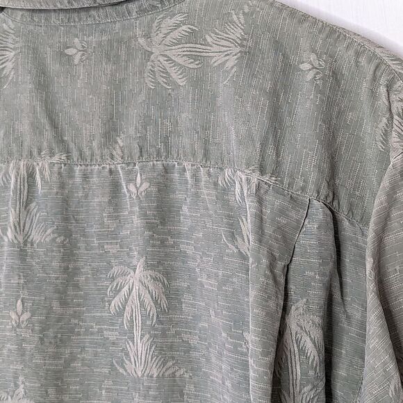 Tommy Bahama Sage Green Silk Short Sleeve Button Down Shirt size Men's L - Picture 4 of 9